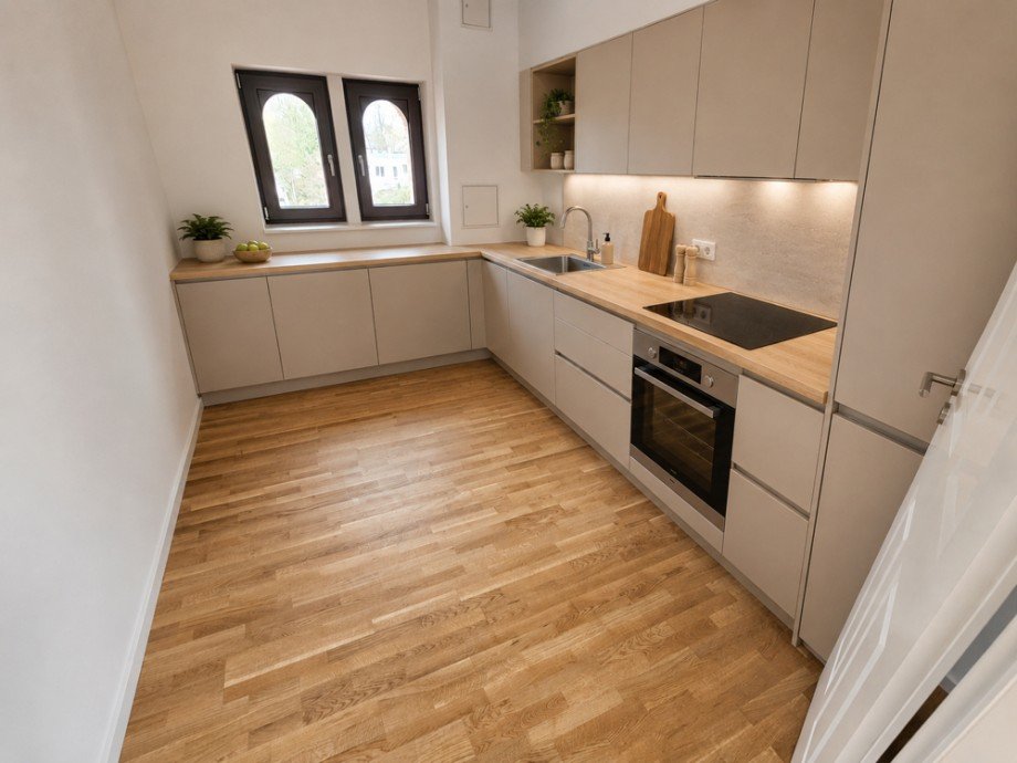 K�chenbereich, KI- Visualisierung Etagenwohnung Magdeburg / Alte Neustadt