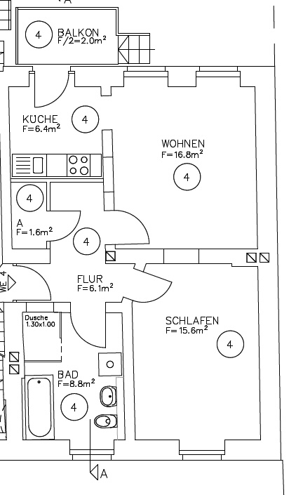 Grundriss WE 4 Erdgeschosswohnung Magdeburg
