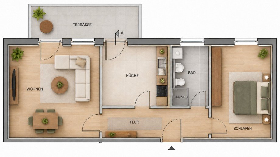 Grundriss Terrassenwohnung Magdeburg / Alte Neustadt