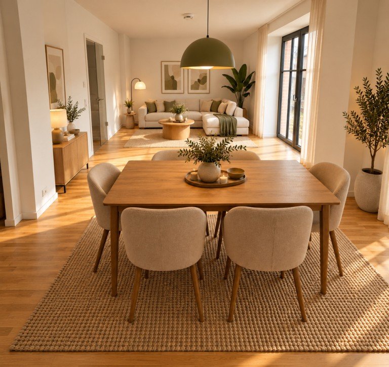 Wohnzimmer, KI- visualisierte Darstellung Magdeburg / Neue Neustadt Etagenwohnung Exklusives Wohnen im Denkmalobjekt - 3 Zimmer, Balkon, Fu�bodenheizung, HWR & Stellplatz inklusive