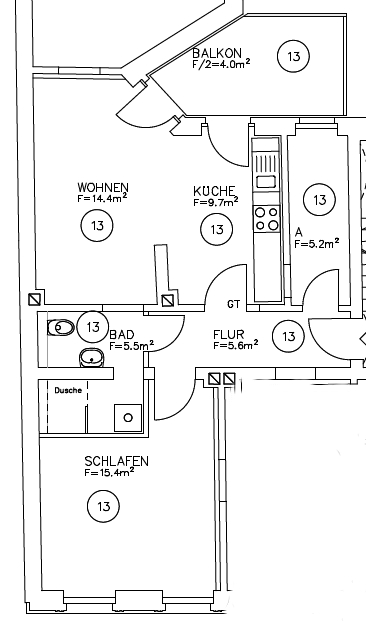 Grundriss Etagenwohnung Magdeburg
