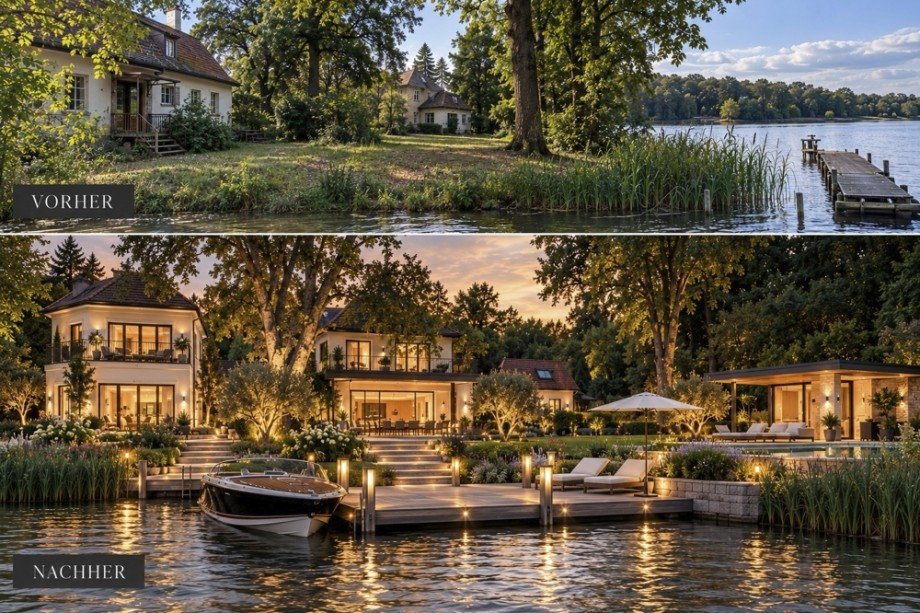 Vorher-Nachher_ Luxus am See 1 Einfamilienhaus Biederitz
