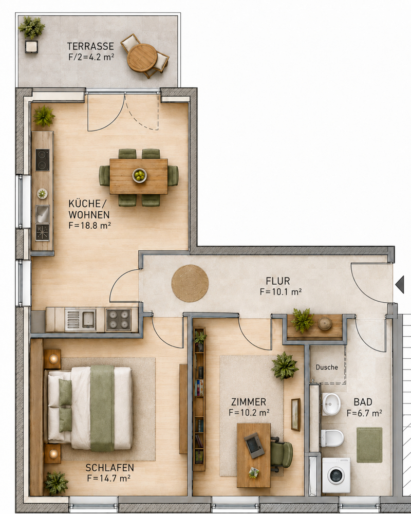 Grundriss Terrassenwohnung Magdeburg / Alte Neustadt