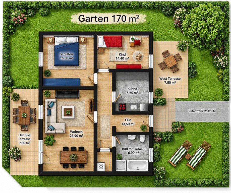 Grundriss Terrassenwohnung Werder