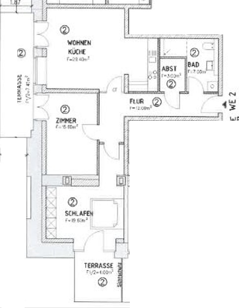 Grundriss WE 02 Terrassenwohnung Magdeburg / Neue Neustadt