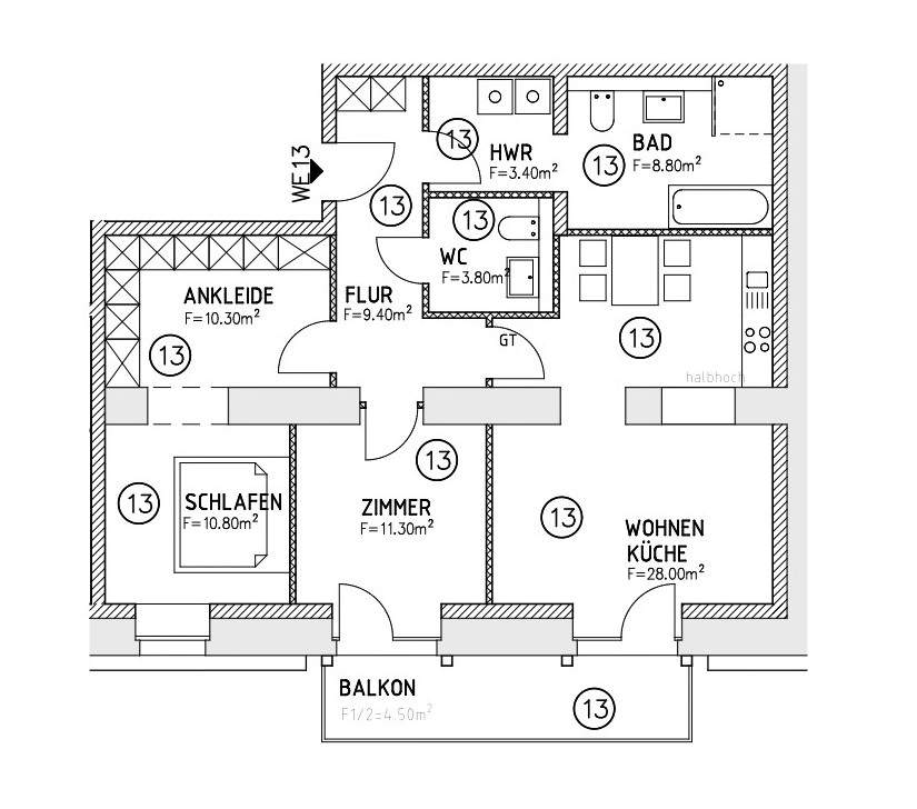Grundriss Etagenwohnung Magdeburg / Alte Neustadt