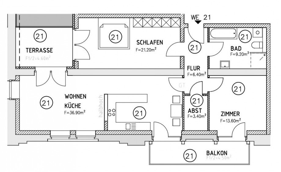 Grundriss Etagenwohnung Magdeburg / Neue Neustadt
