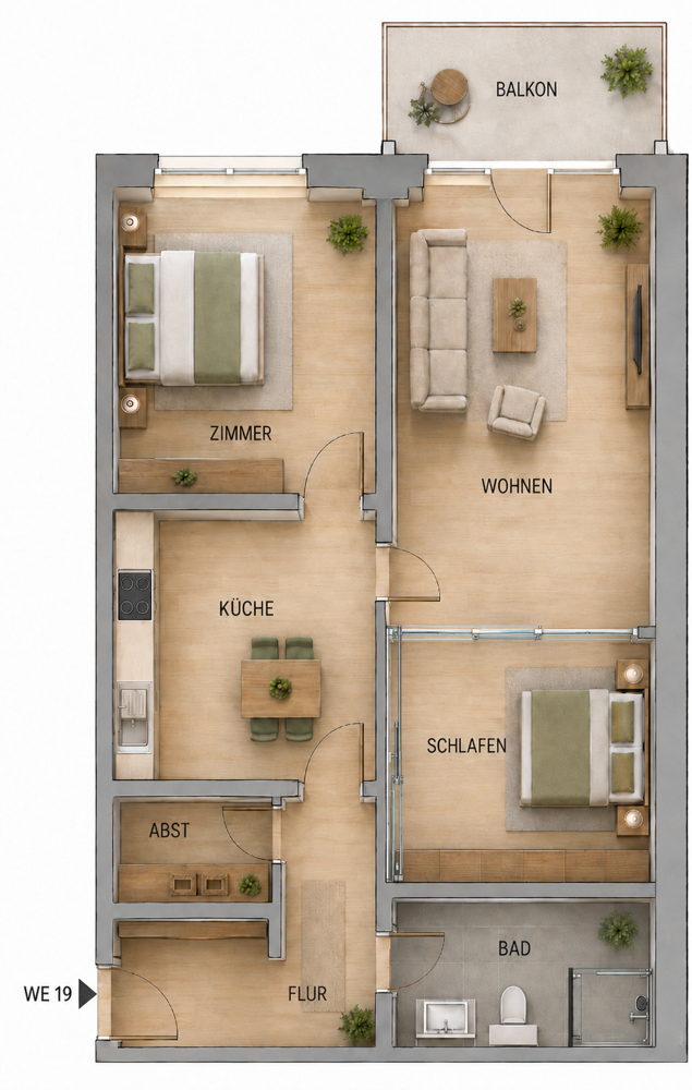 Grundriss Etagenwohnung Magdeburg / Neue Neustadt