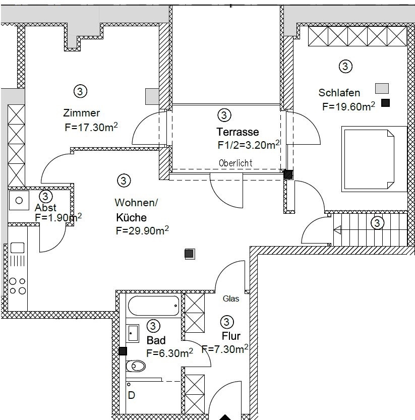 Grundriss WE 3 Etagenwohnung Magdeburg / Alte Neustadt