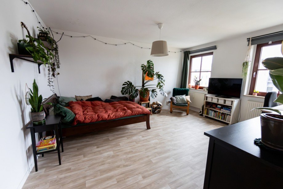 Wohn- und Schlafzimmer Dachgeschosswohnung Magdeburg