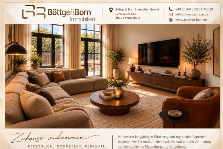 B�ttge und Born Immobilien Magdeburg / Neue Neustadt Terrassenwohnung Wohnen im Denkmal - 3 Zimmer, 2 Terrassen, Parkett, modernes Bad mit Dusche, Stellplatz!