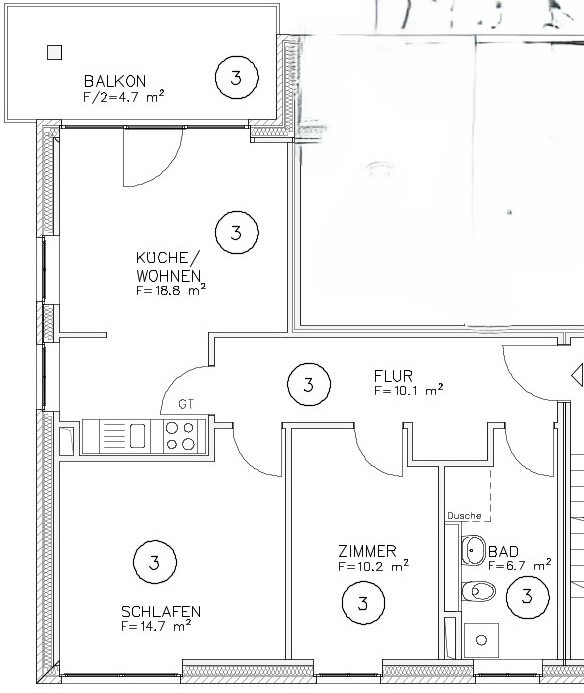 Grundriss Etagenwohnung Magdeburg / Alte Neustadt