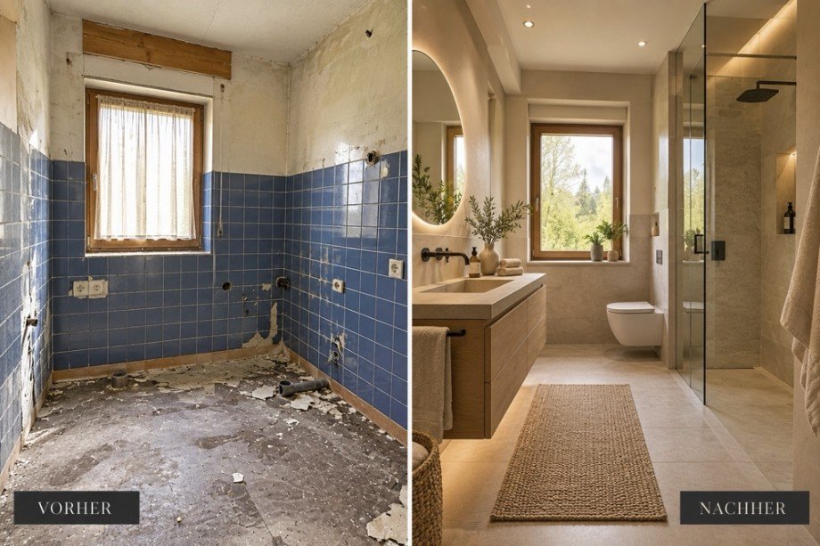 Badezimmer vorher und nachher 1 Einfamilienhaus Biederitz