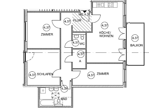 Grundriss 4.37 Etagenwohnung Werder